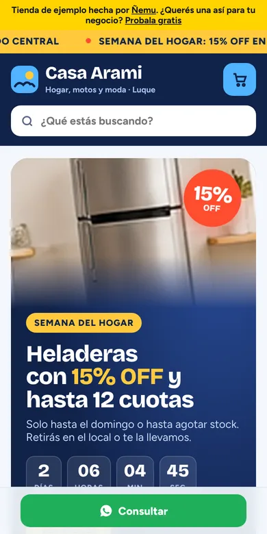 Tienda de ejemplo con catálogo y carrito